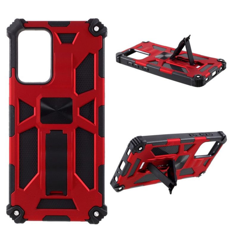 Hoesje voor Samsung Galaxy A52 4G / A52 5G Rood Zwart Tweekleurige Verwijderbare Steun