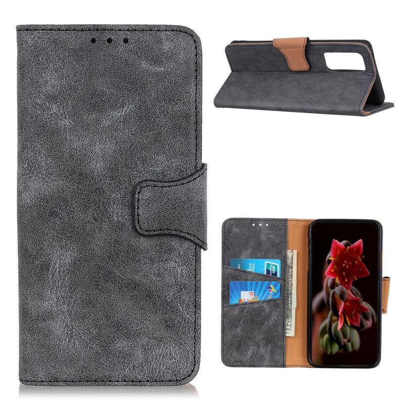 Leren Hoesje Samsung Galaxy A52 4G / A52 5G Bruin Grijs Telefoonhoesje Vintage Splitleer