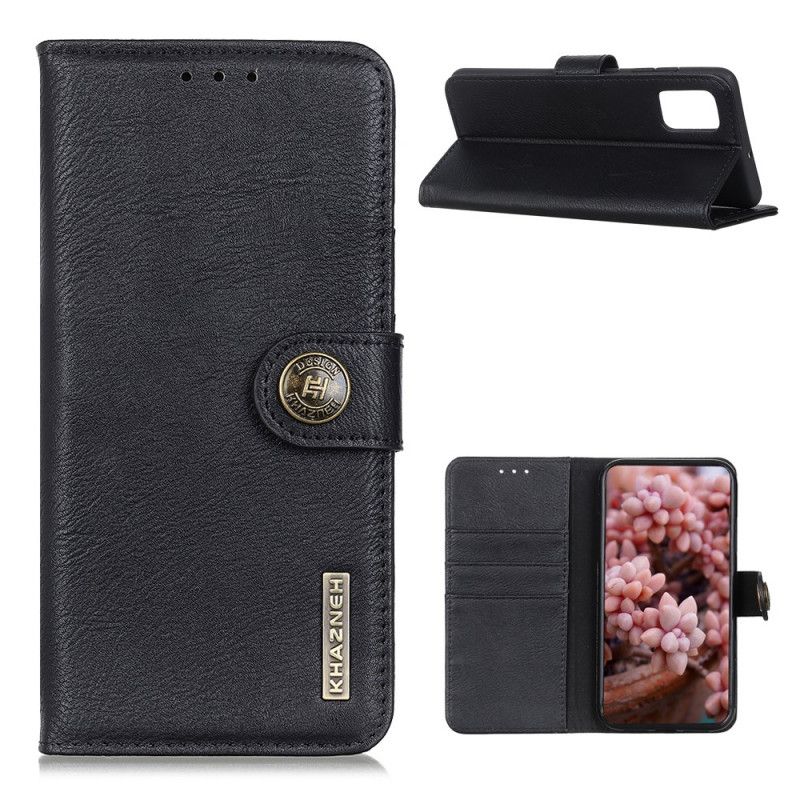 Leren Hoesje Samsung Galaxy A52 4G / A52 5G Grijs Zwart Khazneh Kunstleer