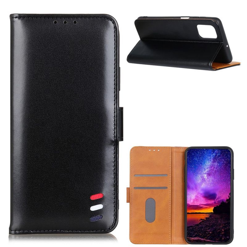 Leren Hoesje Samsung Galaxy A52 4G / A52 5G Rood Zwart Driekleurig Leereffect