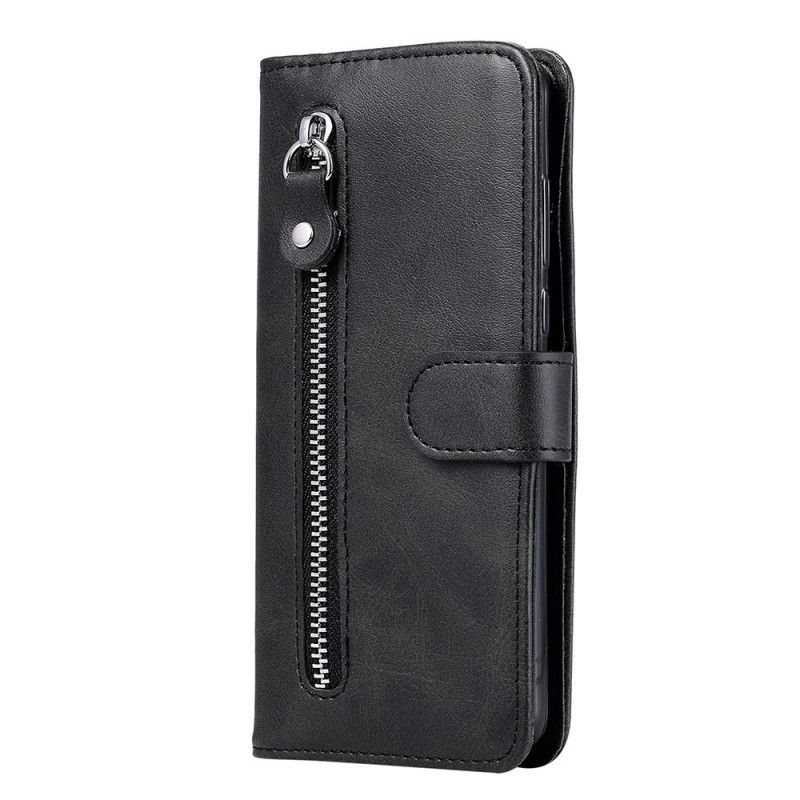 Leren Hoesje Samsung Galaxy A52 4G / A52 5G Rood Zwart Telefoonhoesje Klassiek Met Portemonnee
