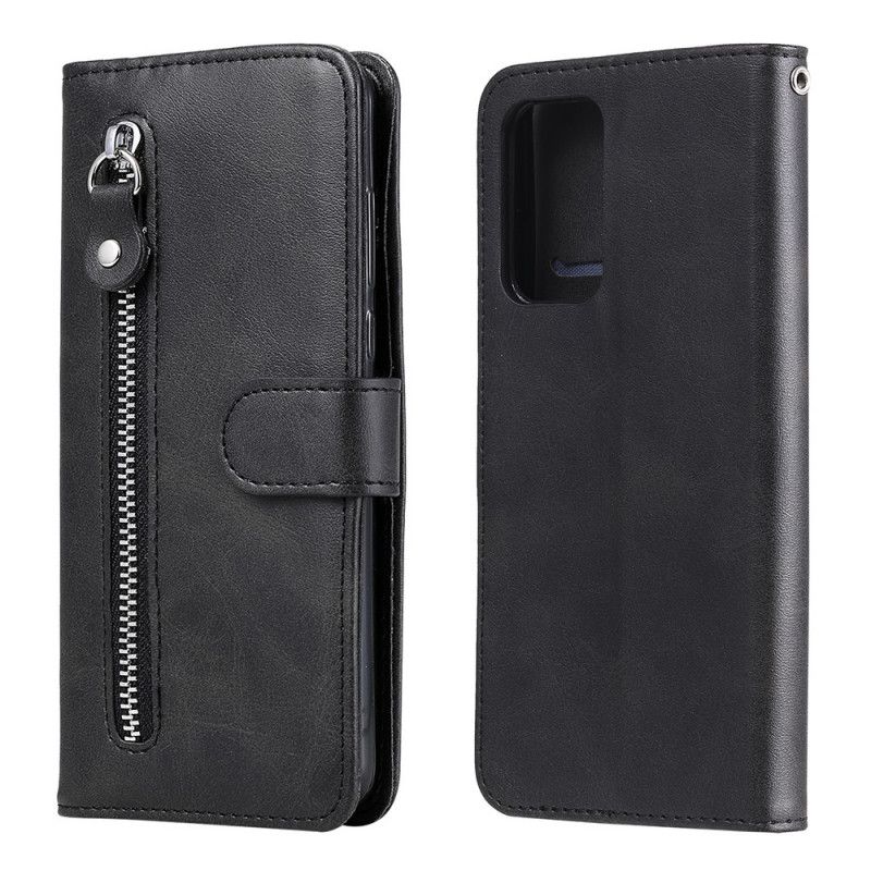 Leren Hoesje Samsung Galaxy A52 4G / A52 5G Rood Zwart Telefoonhoesje Klassiek Met Portemonnee