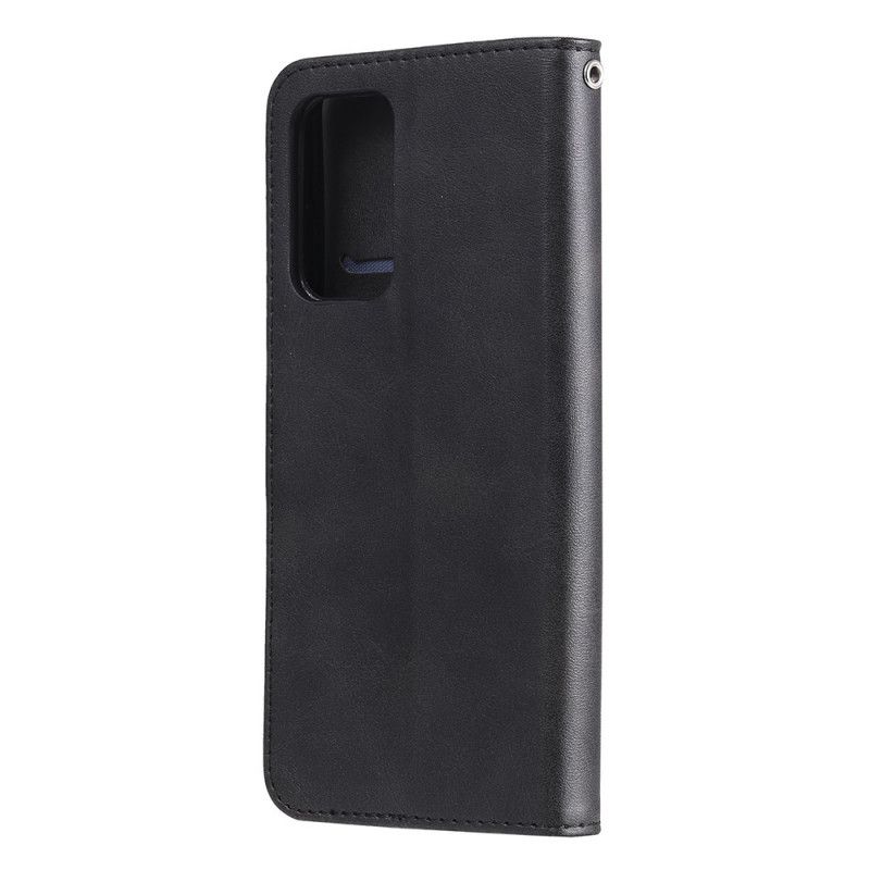 Leren Hoesje Samsung Galaxy A52 4G / A52 5G Rood Zwart Telefoonhoesje Klassiek Met Portemonnee