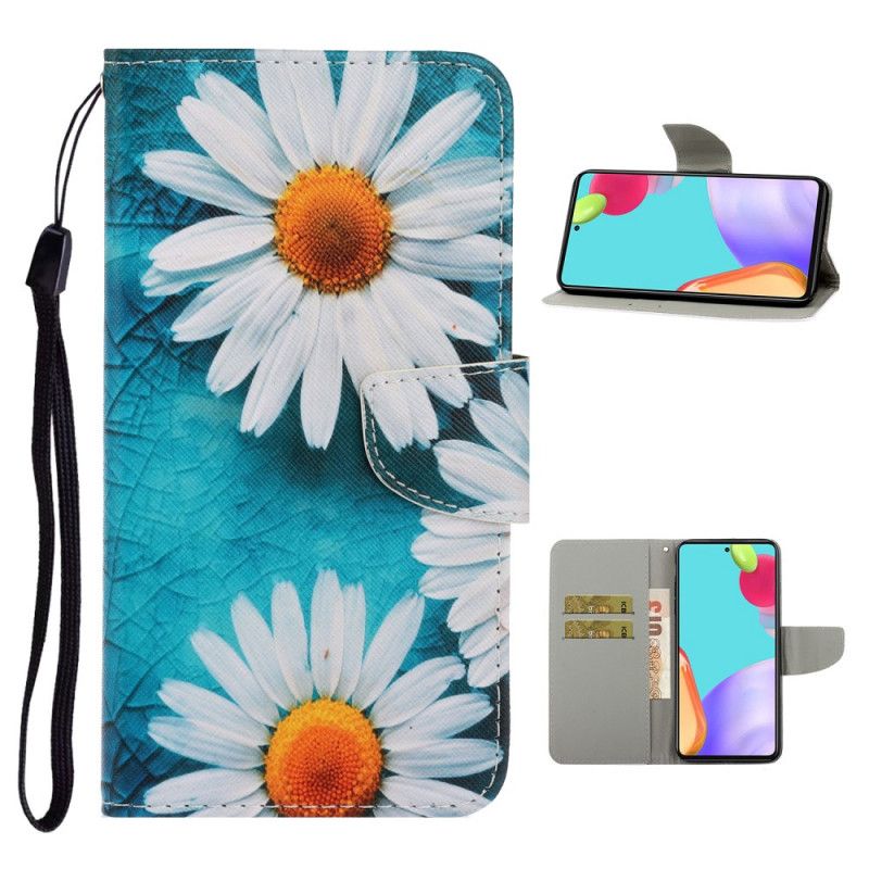 Leren Hoesje Samsung Galaxy A52 4G / A52 5G String Madeliefjes