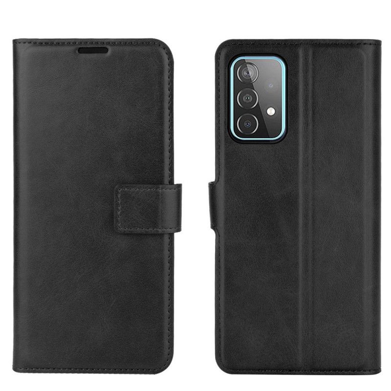 Leren Hoesje voor Samsung Galaxy A52 4G / A52 5G Grijs Zwart Smal Kunstleer