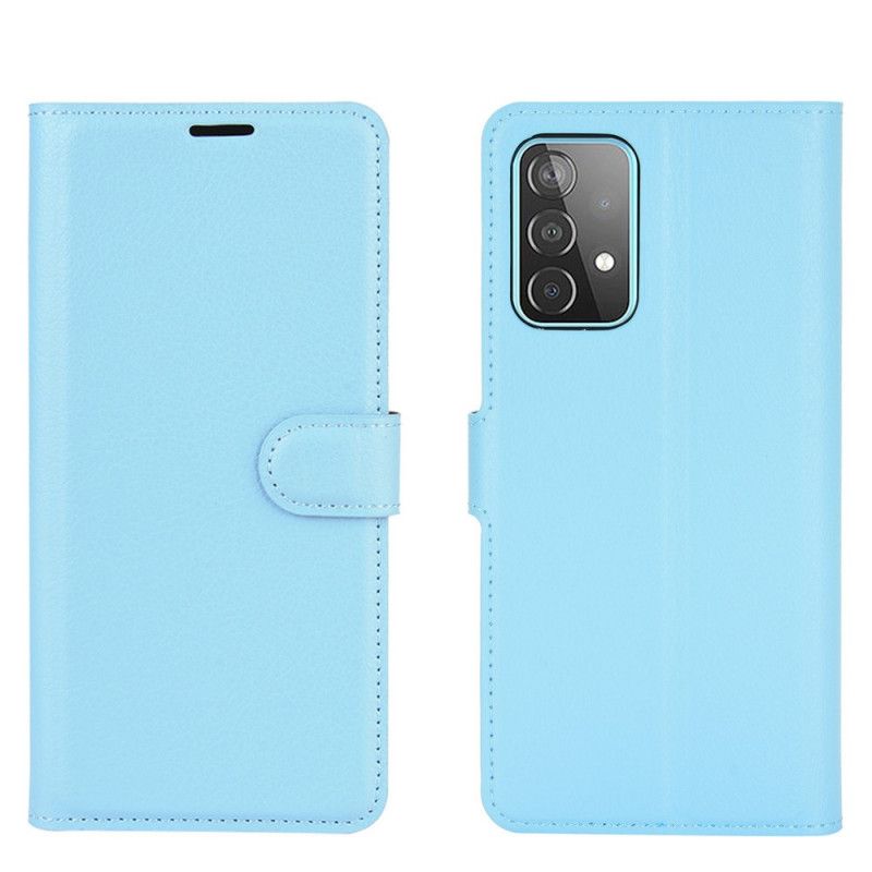 Leren Hoesje voor Samsung Galaxy A52 4G / A52 5G Wit Zwart Klassieke Lychee