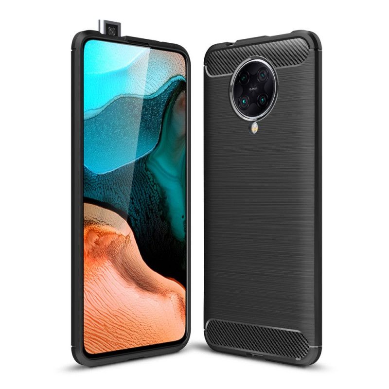 Case Hoesje Xiaomi Poco F2 Pro Rood Zwart Telefoonhoesje Geborsteld Koolstofvezel