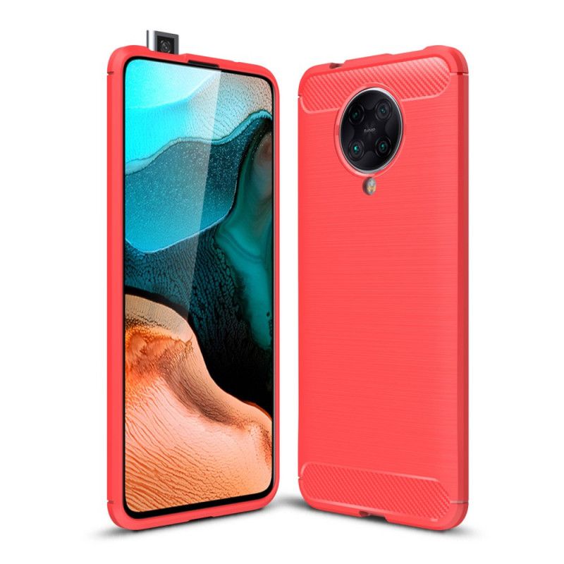Case Hoesje Xiaomi Poco F2 Pro Rood Zwart Telefoonhoesje Geborsteld Koolstofvezel