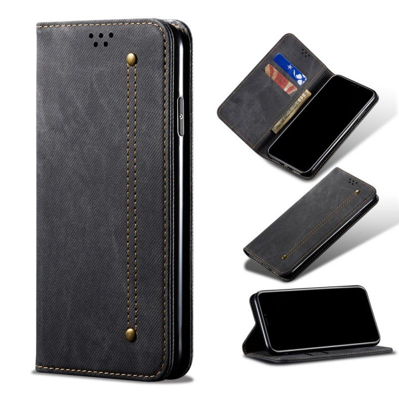 Folio-hoesje voor Xiaomi Poco F2 Pro Donkerblauw Zwart Jeansstof