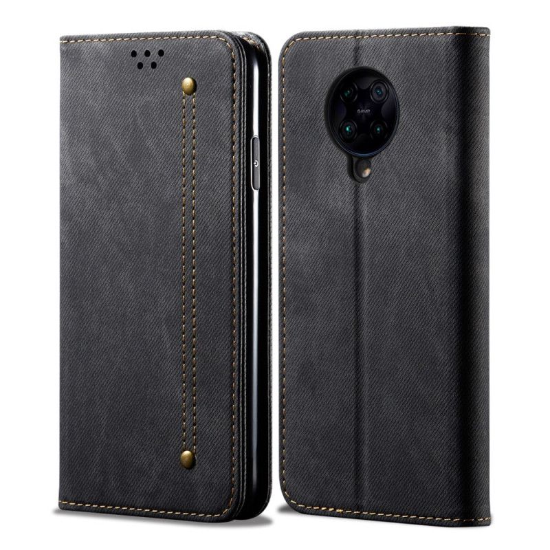 Folio-hoesje voor Xiaomi Poco F2 Pro Donkerblauw Zwart Jeansstof