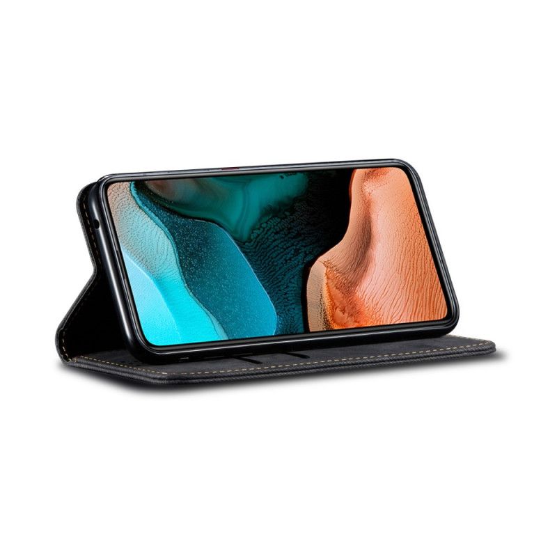 Folio-hoesje voor Xiaomi Poco F2 Pro Donkerblauw Zwart Jeansstof