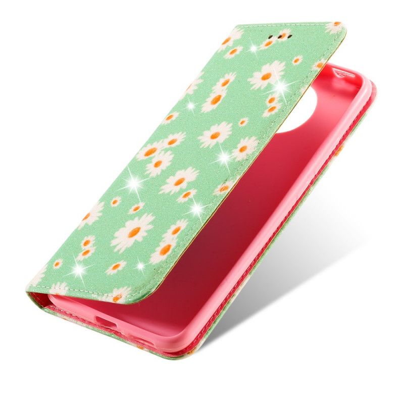 Folio-hoesje Xiaomi Poco F2 Pro Oranje Roze Madeliefjes
