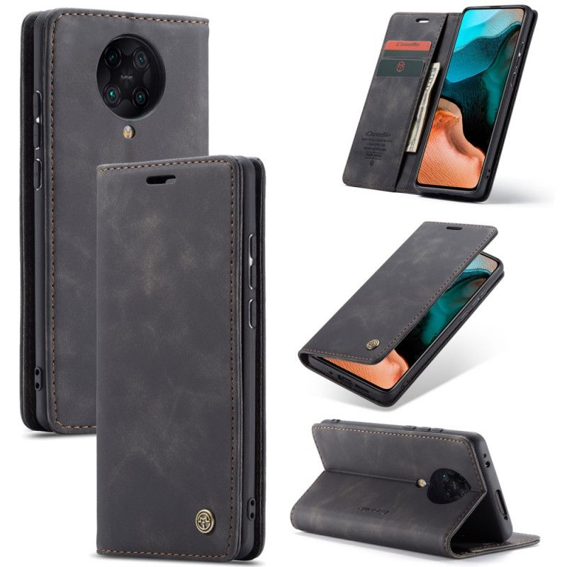 Folio-hoesje Xiaomi Poco F2 Pro Turkoois Zwart Tas Van Imitatieleer