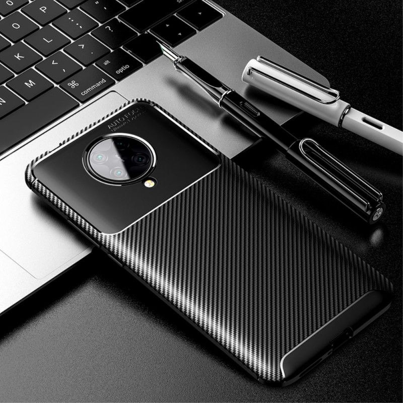 Hoesje voor Xiaomi Poco F2 Pro Donkerblauw Zwart Flexibele Koolstofvezel
