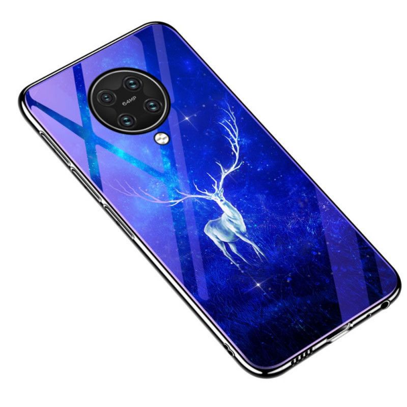 Hoesje voor Xiaomi Poco F2 Pro Marineblauw Donkerblauw Gehard Glas En Dierlijke Siliconen