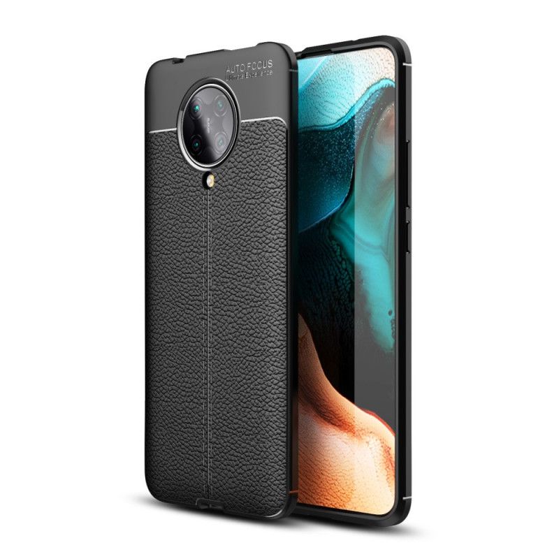 Hoesje voor Xiaomi Poco F2 Pro Rood Zwart Dubbellijns Lychee Leereffect