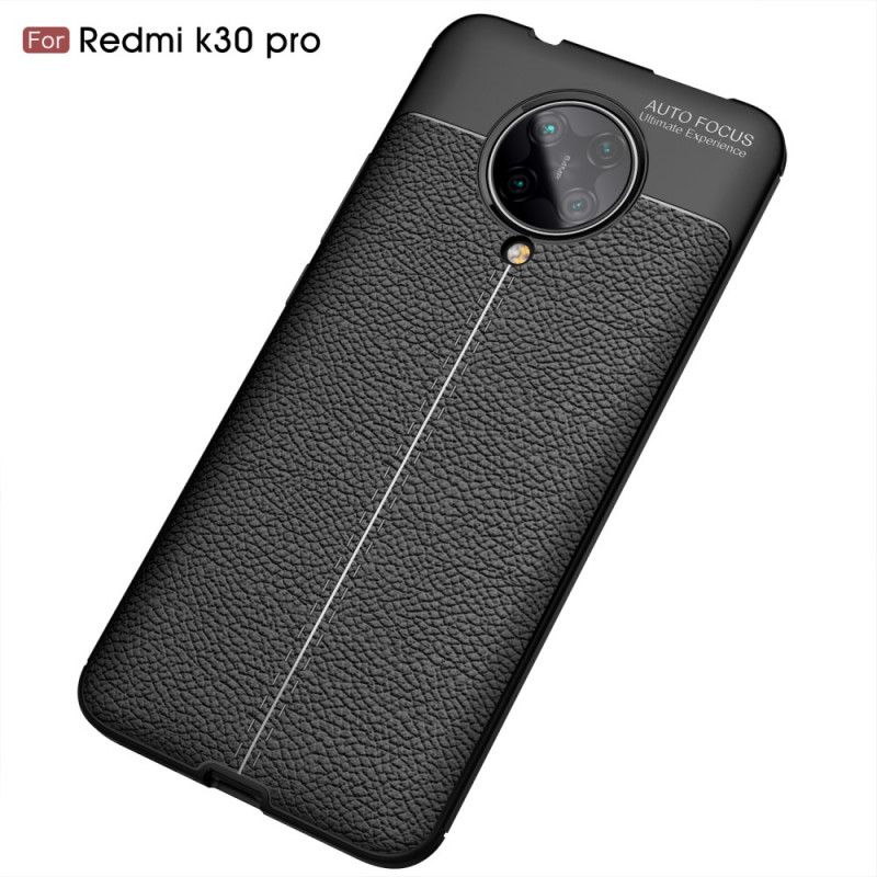Hoesje voor Xiaomi Poco F2 Pro Rood Zwart Dubbellijns Lychee Leereffect