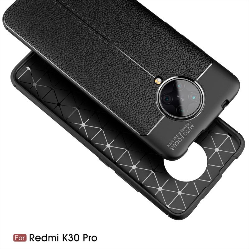 Hoesje voor Xiaomi Poco F2 Pro Rood Zwart Dubbellijns Lychee Leereffect
