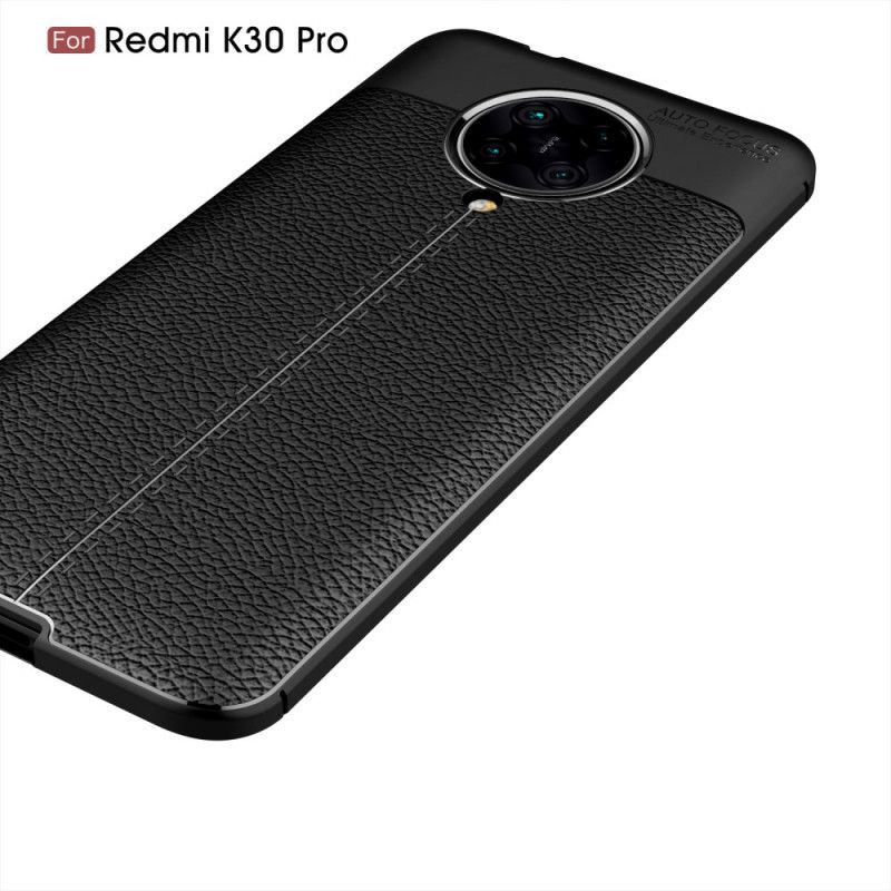 Hoesje voor Xiaomi Poco F2 Pro Rood Zwart Dubbellijns Lychee Leereffect