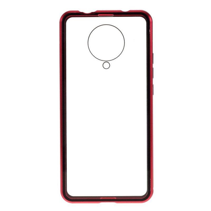 Hoesje Xiaomi Poco F2 Pro Rood Zwart Voor En Achter Gehard Glas En Metaal