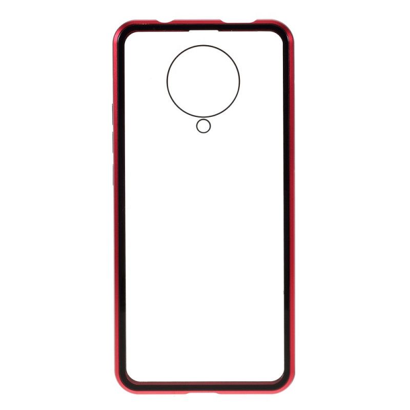 Hoesje Xiaomi Poco F2 Pro Rood Zwart Voor En Achter Gehard Glas En Metaal