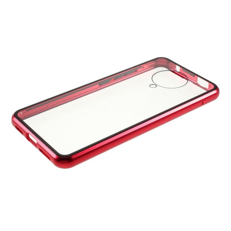 Hoesje Xiaomi Poco F2 Pro Rood Zwart Voor En Achter Gehard Glas En Metaal