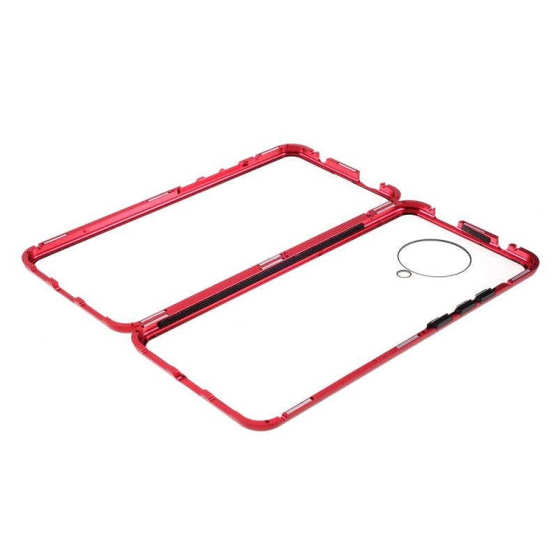 Hoesje Xiaomi Poco F2 Pro Rood Zwart Voor En Achter Gehard Glas En Metaal