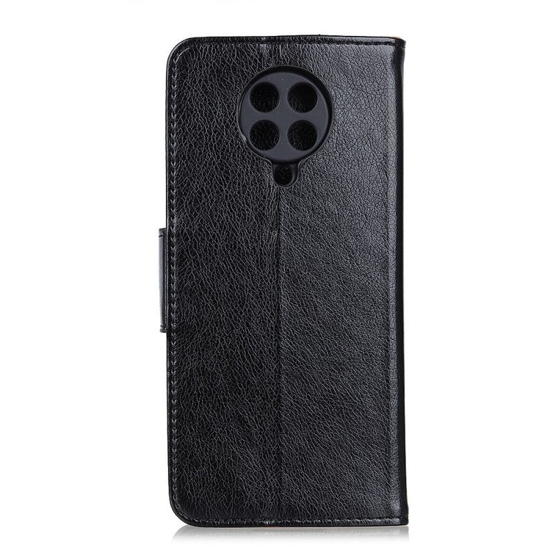 Leren Hoesje voor Xiaomi Poco F2 Pro Oranje Zwart Split Nappaleer