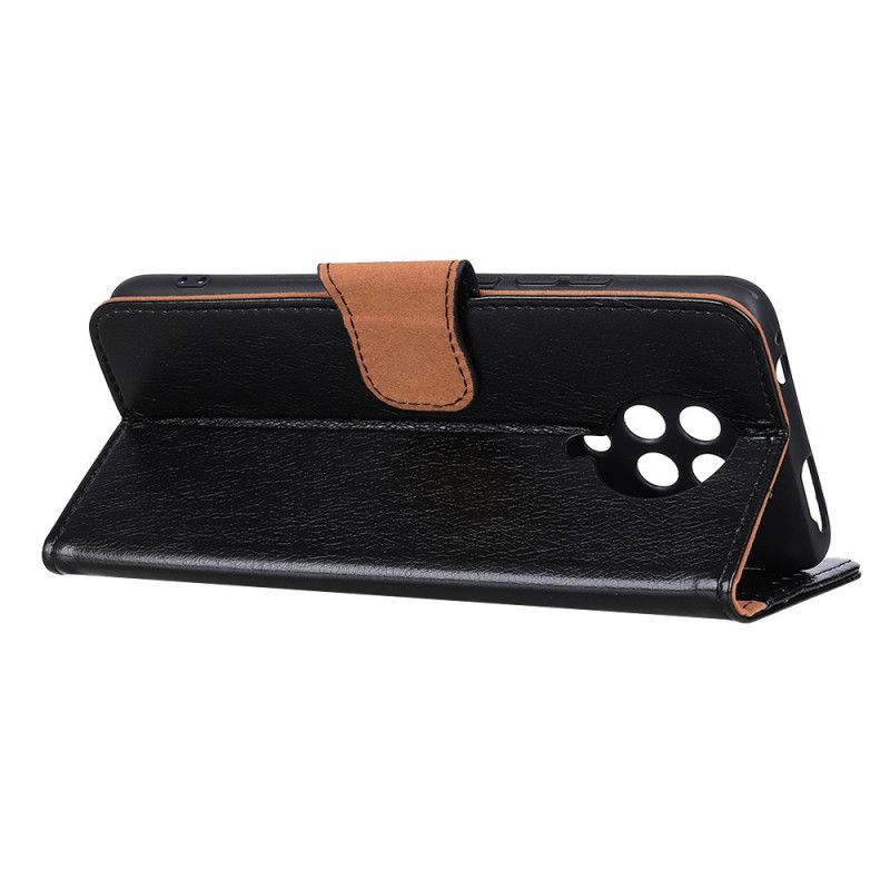 Leren Hoesje voor Xiaomi Poco F2 Pro Oranje Zwart Split Nappaleer