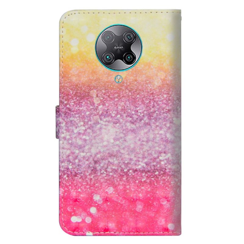 Leren Hoesje Xiaomi Poco F2 Pro Magenta Glitterverloop