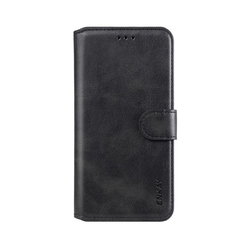Leren Hoesje Xiaomi Poco F2 Pro Rood Zwart Imitatieleer Enkay
