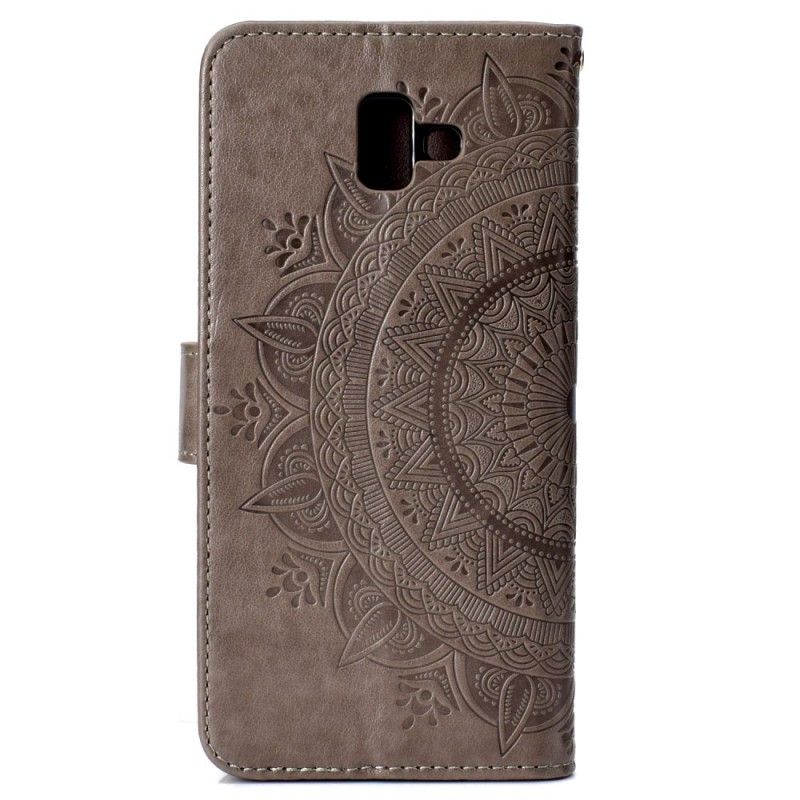 Bescherming Hoesje Samsung Galaxy J6 Plus Magenta Grijs Zon Mandala