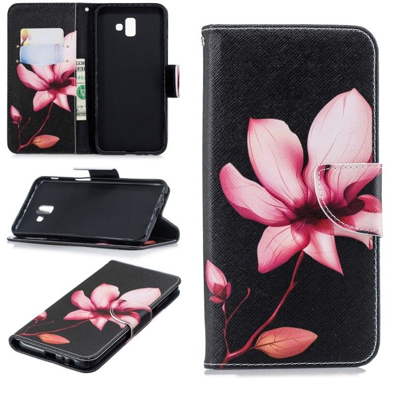 Bescherming Hoesje Samsung Galaxy J6 Plus Telefoonhoesje Roze Bloem