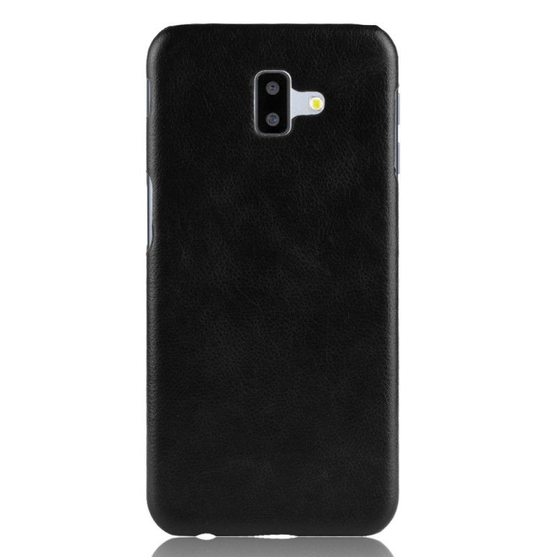 Case Hoesje Samsung Galaxy J6 Plus Zwart Telefoonhoesje Lychee Leereffect