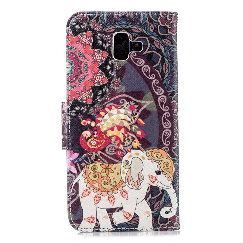 Cover Folio-hoesje Samsung Galaxy J6 Plus Telefoonhoesje Etnische Olifantenmandala