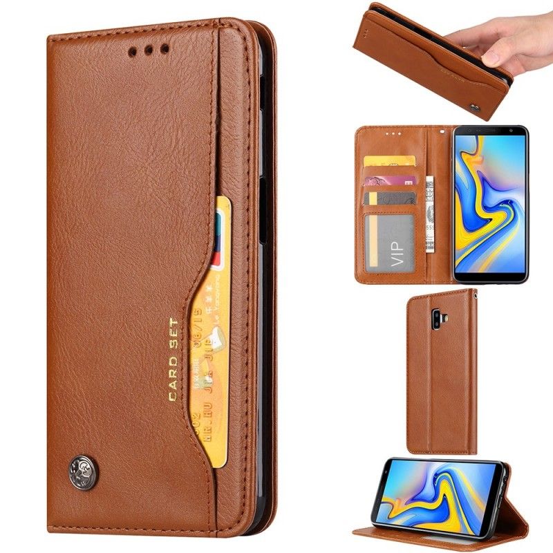 Folio-hoesje Samsung Galaxy J6 Plus Rood Zwart Telefoonhoesje Kaarthouder Van Imitatieleer