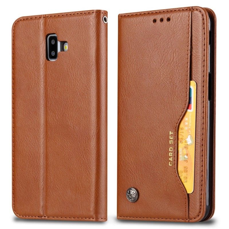 Folio-hoesje Samsung Galaxy J6 Plus Rood Zwart Telefoonhoesje Kaarthouder Van Imitatieleer