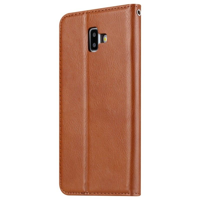 Folio-hoesje Samsung Galaxy J6 Plus Rood Zwart Telefoonhoesje Kaarthouder Van Imitatieleer