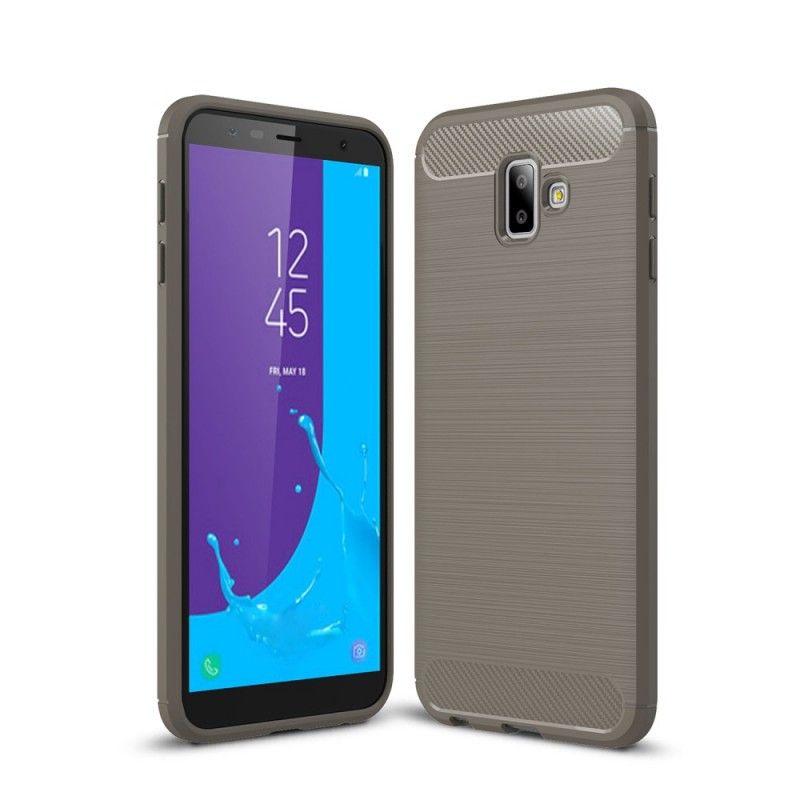 Hoesje Samsung Galaxy J6 Plus Donkerblauw Zwart Geborsteld Koolstofvezel