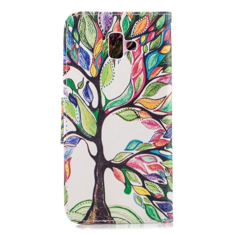 Leren Hoesje Samsung Galaxy J6 Plus Gekleurde Boom