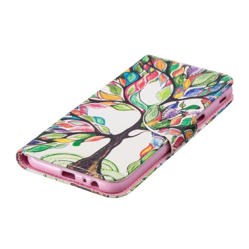 Leren Hoesje Samsung Galaxy J6 Plus Gekleurde Boom