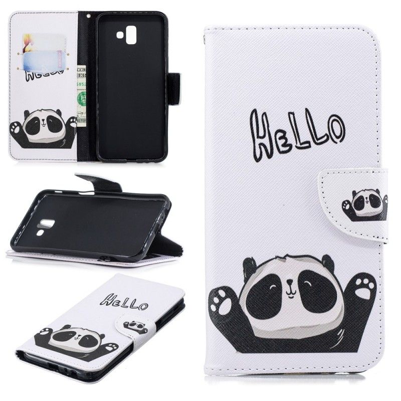 Leren Hoesje Samsung Galaxy J6 Plus Hallo Panda