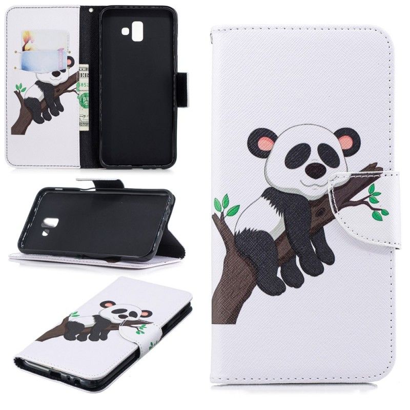 Leren Hoesje Samsung Galaxy J6 Plus Luie Panda