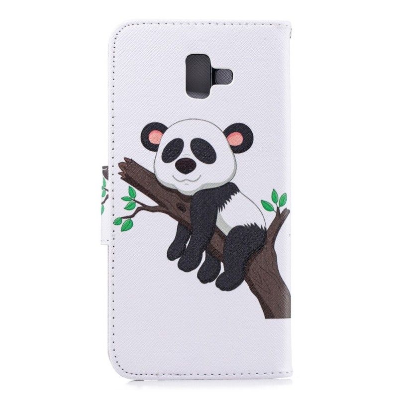 Leren Hoesje Samsung Galaxy J6 Plus Luie Panda