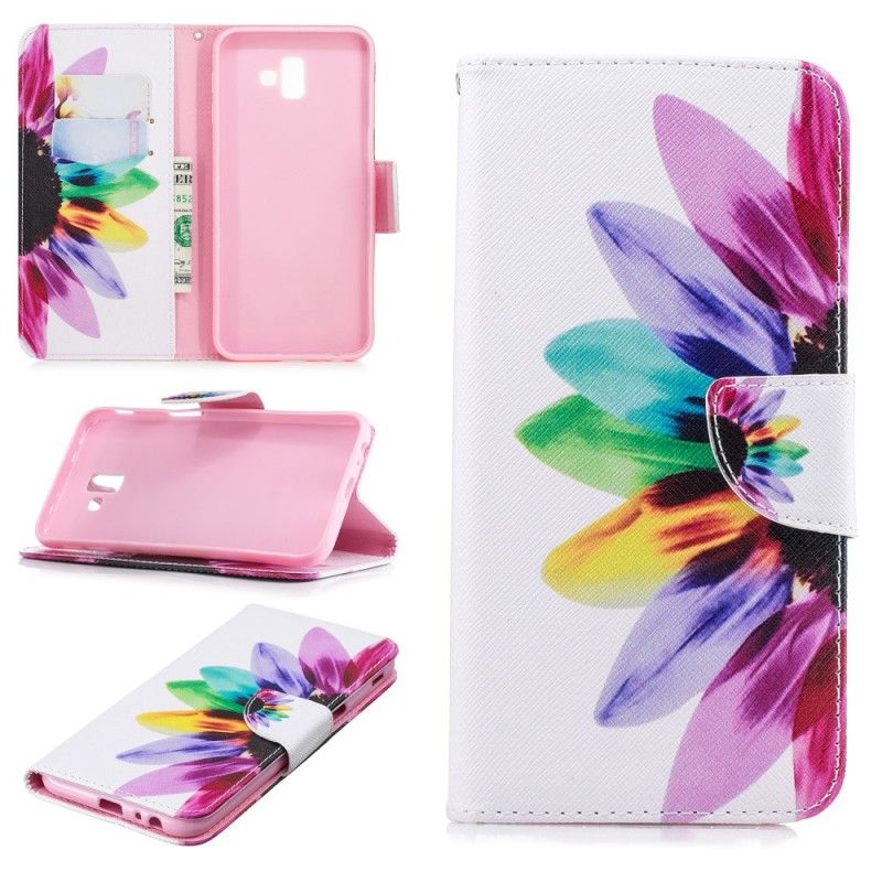 Leren Hoesje voor Samsung Galaxy J6 Plus Aquarelbloem