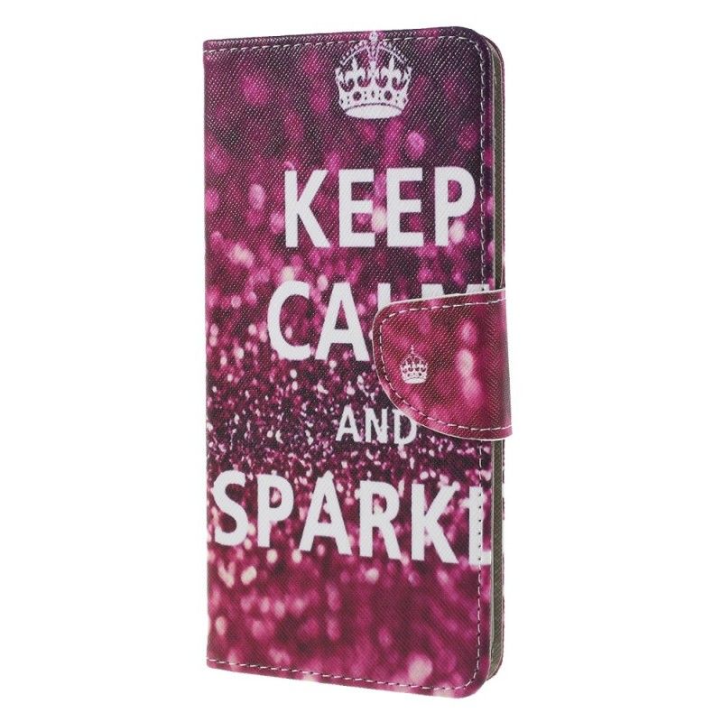Leren Hoesje voor Samsung Galaxy J6 Plus Blijf Kalm En Sprankel