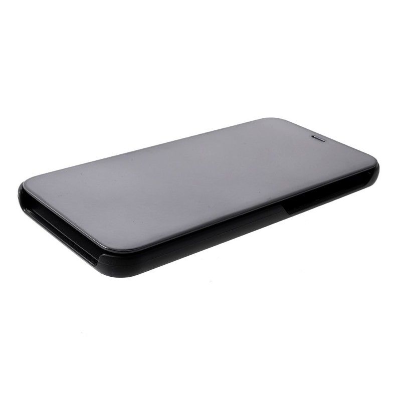 View Cover Samsung Galaxy J6 Plus Lichtblauw Zwart Spiegel En Leder Effect