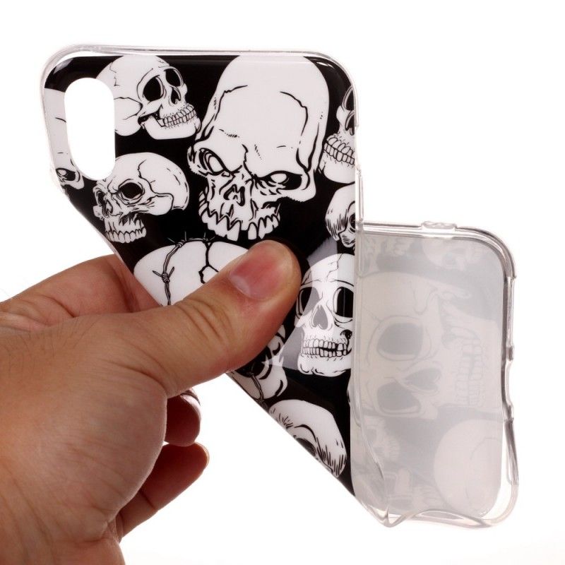 Case Hoesje iPhone XS Max Telefoonhoesje Aandacht Fluorescerende Schedels