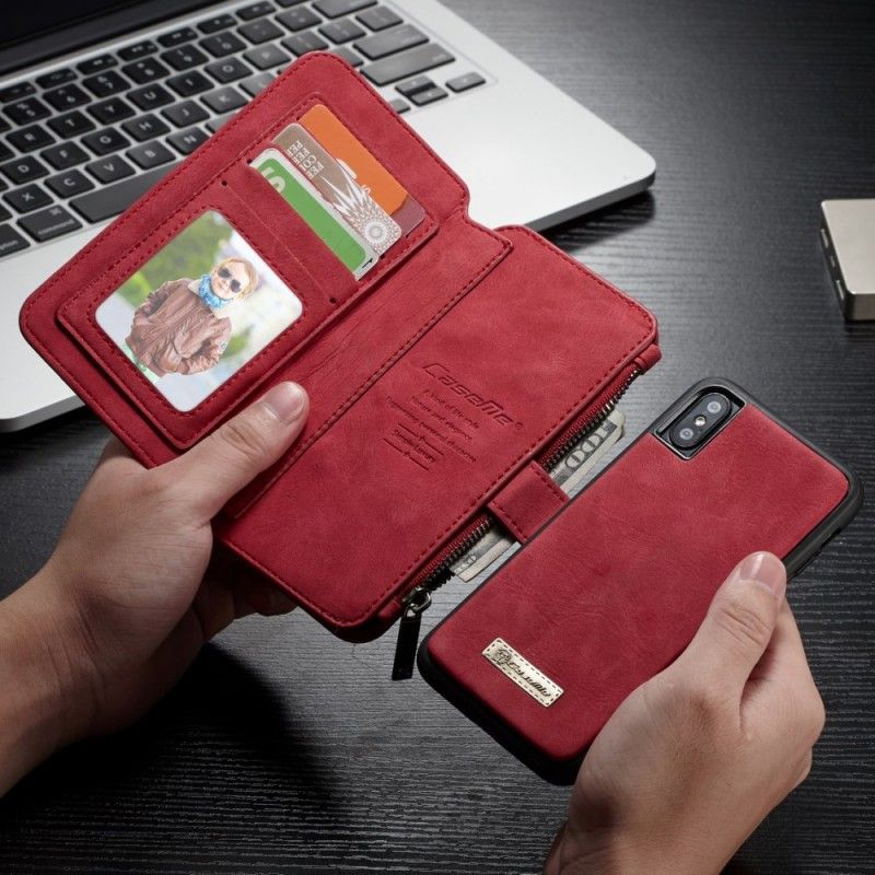 Cover Folio-hoesje iPhone XS Max Rood Zwart Telefoonhoesje Afneembare Behuizing