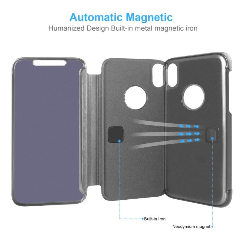 Folio-hoesje iPhone XS Max Donkerblauw Zwart Telefoonhoesje Spiegel